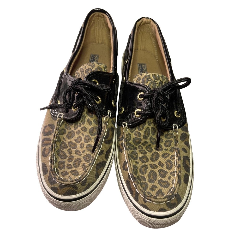 Sperry Top-Sider Cheetah Print Bahama Boat Shoes Women Size 7.5 M